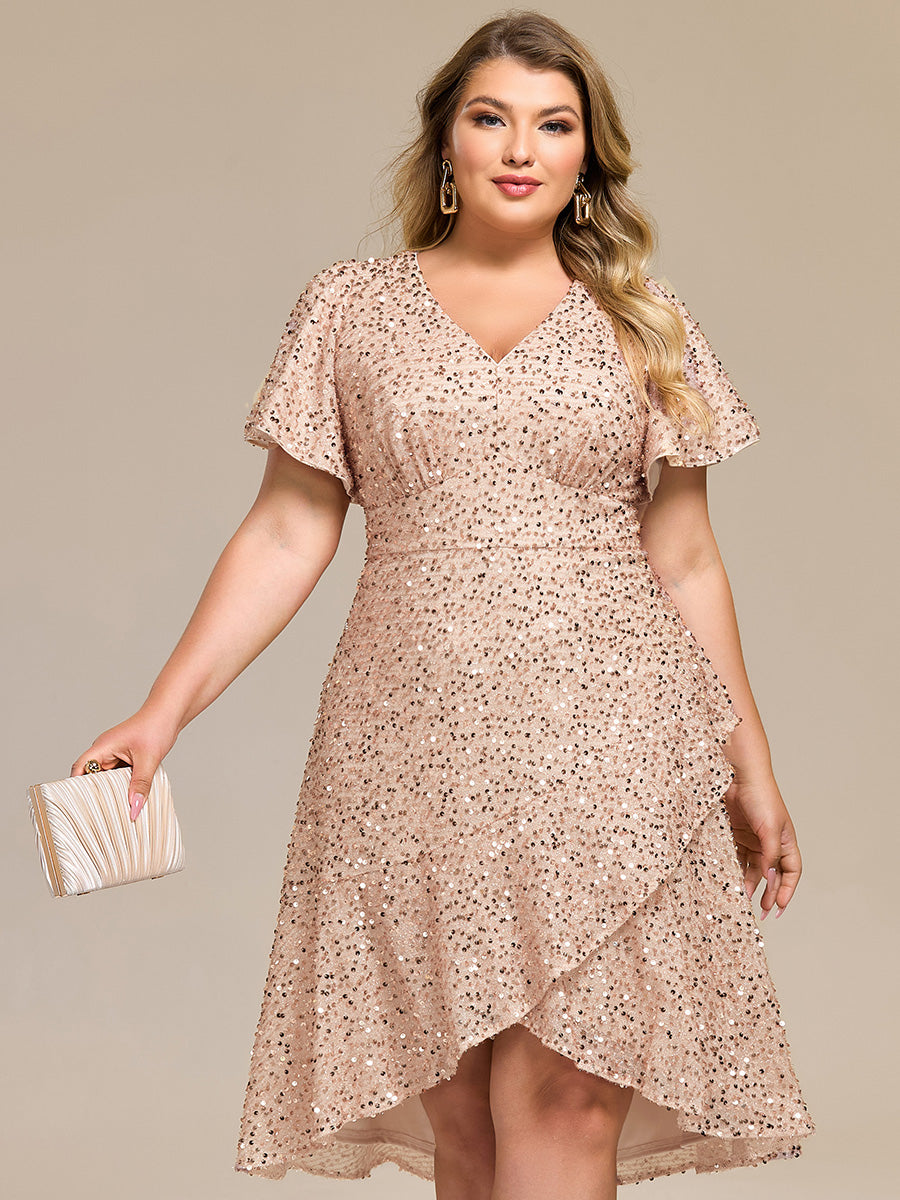 Robe d'invité de mariage trapèze en mousseline fluide à encolure ronde et longueur au genou #Couleur_Charbon