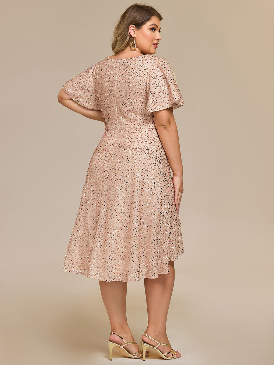 Robe d'invité de mariage trapèze en mousseline fluide à encolure ronde et longueur au genou #Couleur_Charbon
