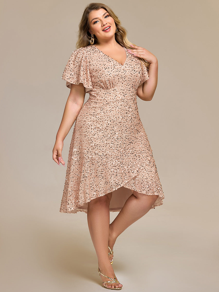 Robe d'invité de mariage trapèze en mousseline fluide à encolure ronde et longueur au genou #Couleur_Charbon