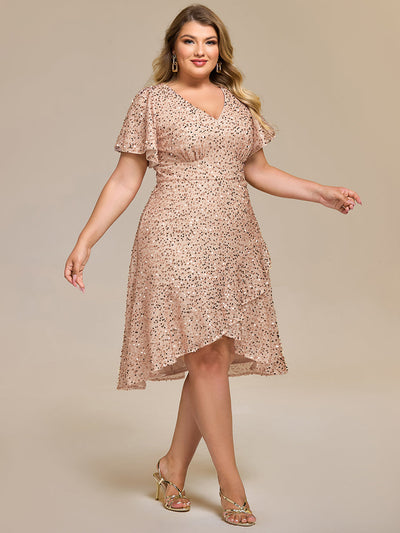 pretty CALISTEA|Robe de soirée mi-longue à volants et paillettes(Vente Finale)