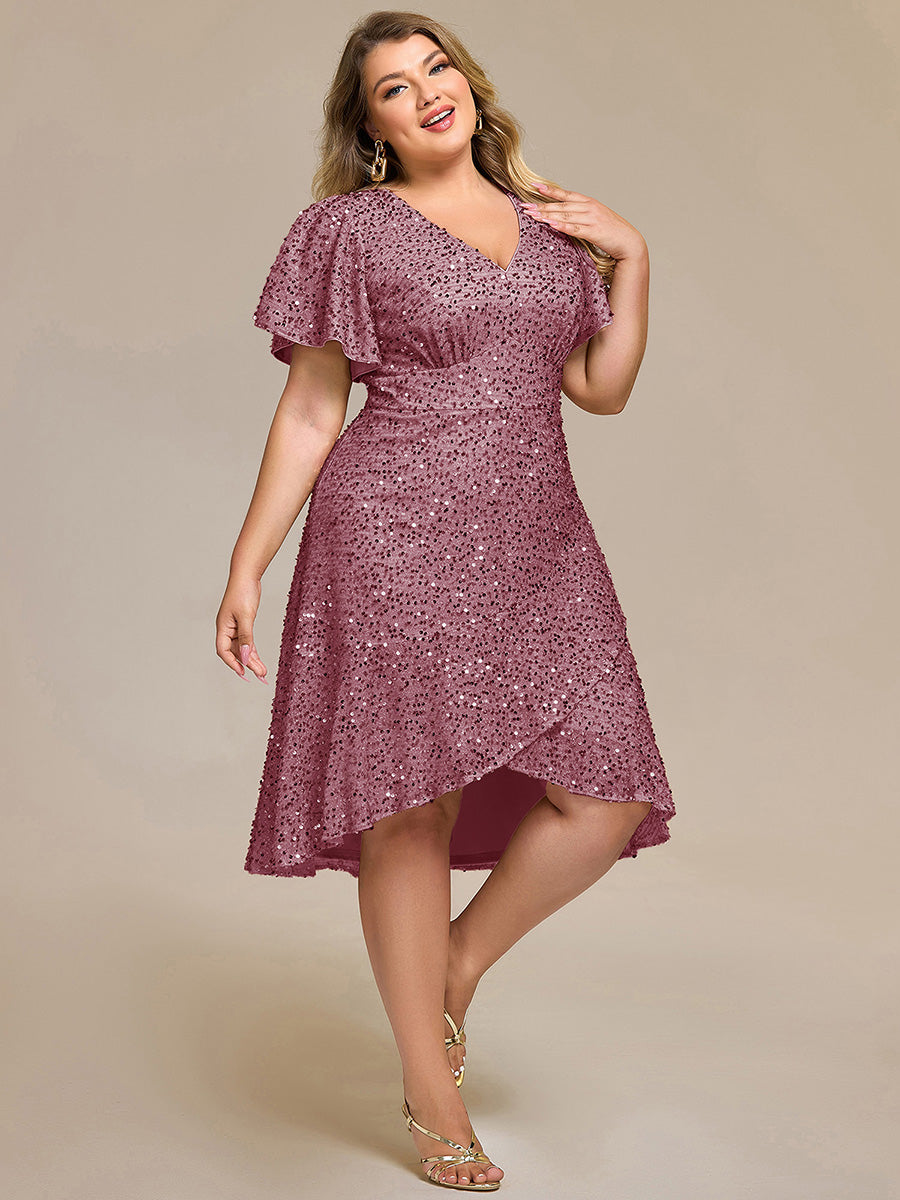 Robe d'invité de mariage trapèze en mousseline fluide à encolure ronde et longueur au genou #Couleur_Orchidee