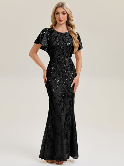 ever ROMY|Robe de soirée sirène à sequins et perles