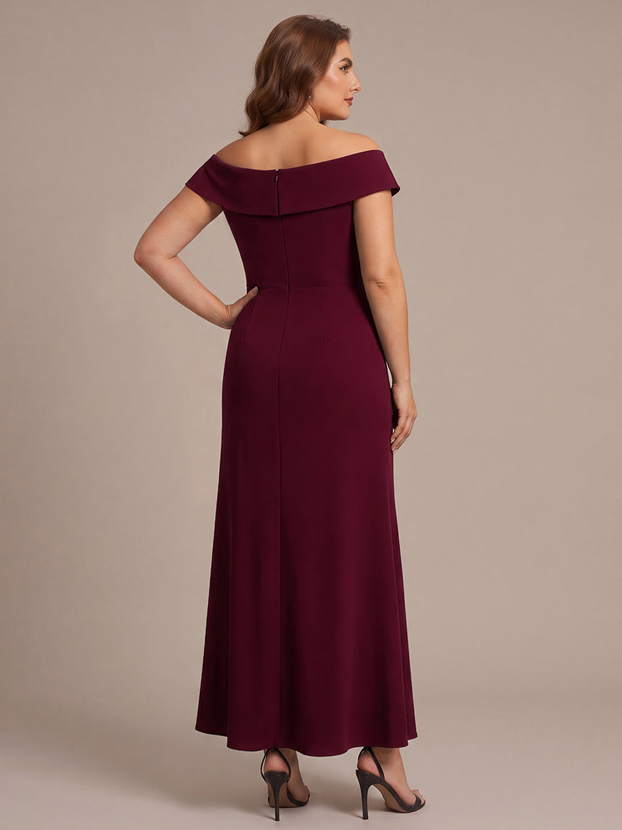 Robe sir¨¨ne ¨¤ encolure en V asym¨¦trique avec volants et fermeture ¨¦clair au dos sans manches tr¨¨s extensible #Couleur_Bordeaux
