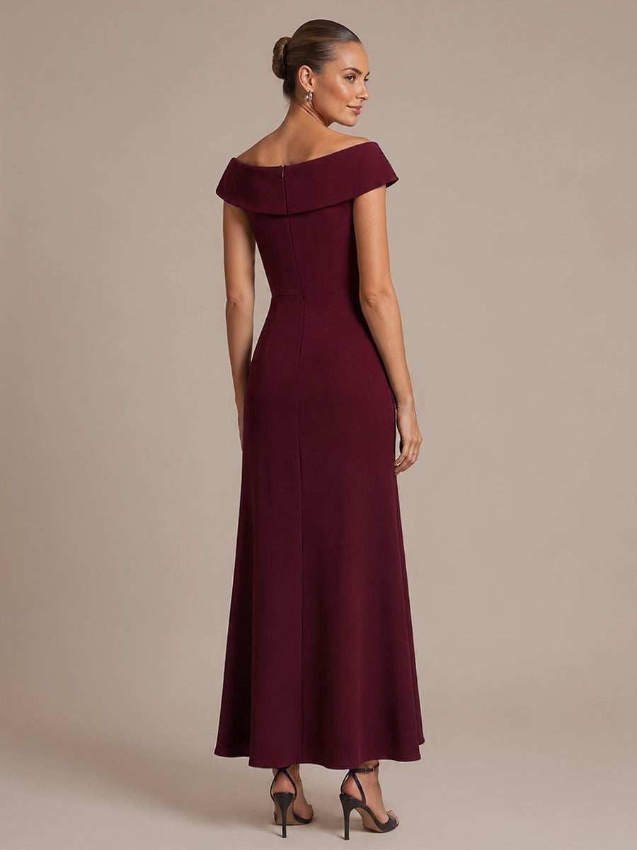 Robe sir¨¨ne ¨¤ encolure en V asym¨¦trique avec volants et fermeture ¨¦clair au dos sans manches tr¨¨s extensible #Couleur_Bordeaux