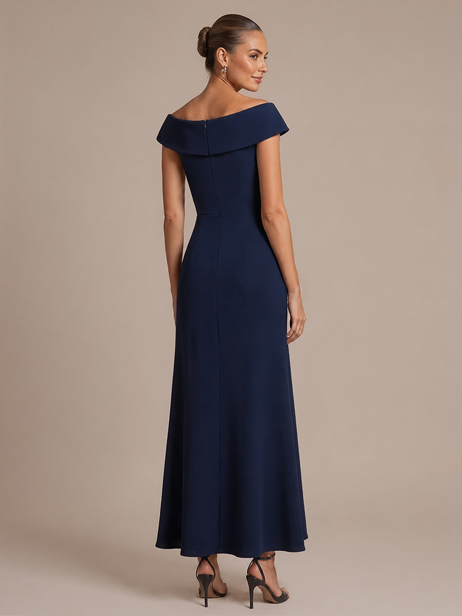 Robe sir¨¨ne ¨¤ encolure en V asym¨¦trique avec volants et fermeture ¨¦clair au dos sans manches tr¨¨s extensible #Couleur_Bleu Marine