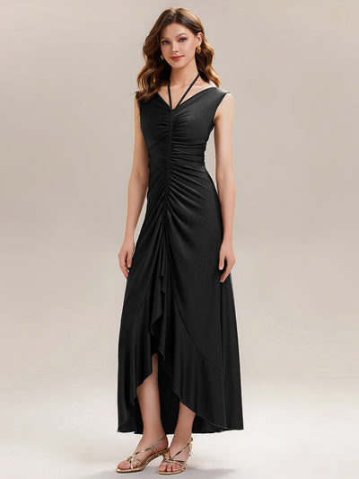 ever JILLIAN|Robe de soirée longue drapée à décolleté en V avec fente(Vente Finale)