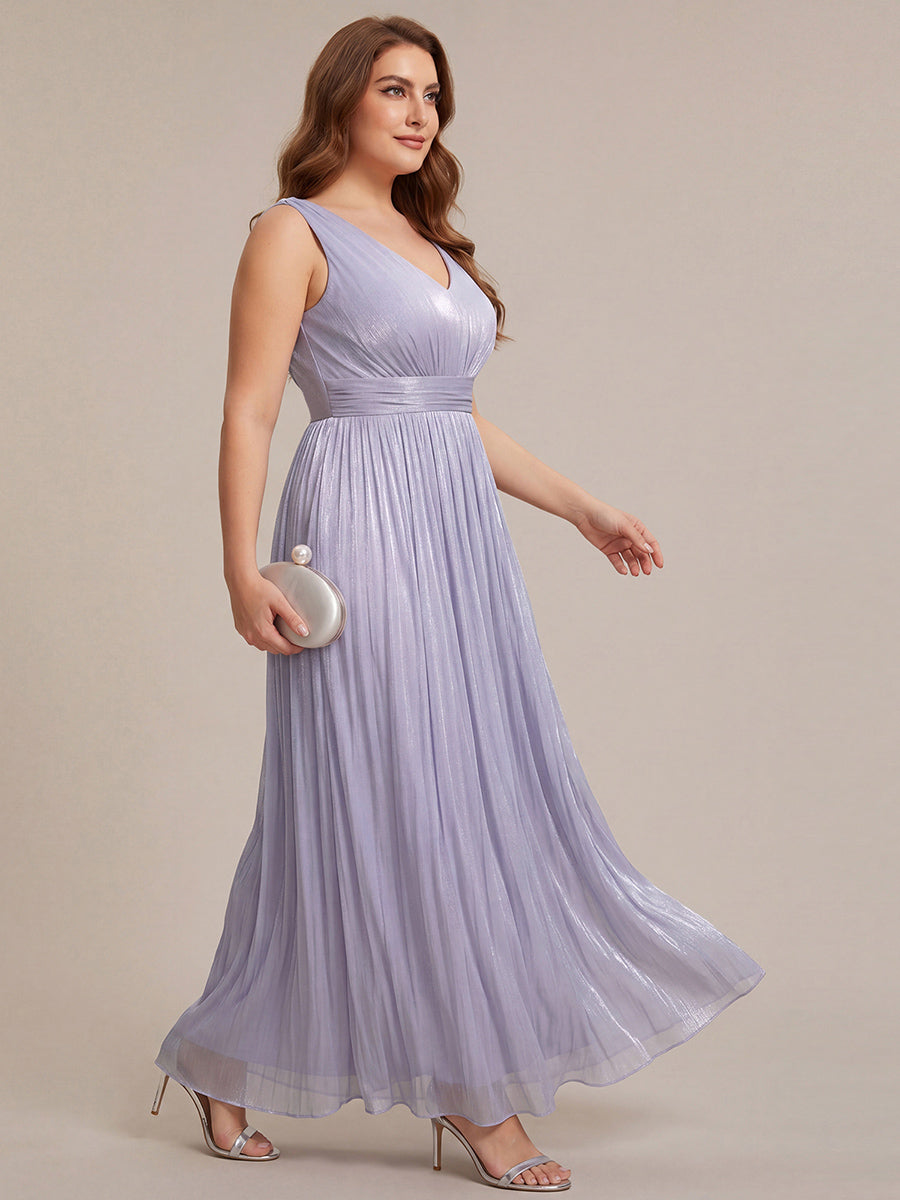 Robe longue évasée à encolure en V sans bretelles #Couleur_Lilas Givré