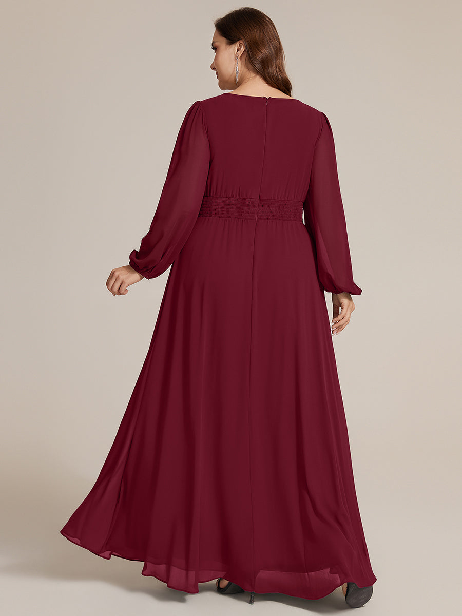 Robe maxi A ligne ¨¤ manches longues en sequins col rond #Couleur_Bordeaux