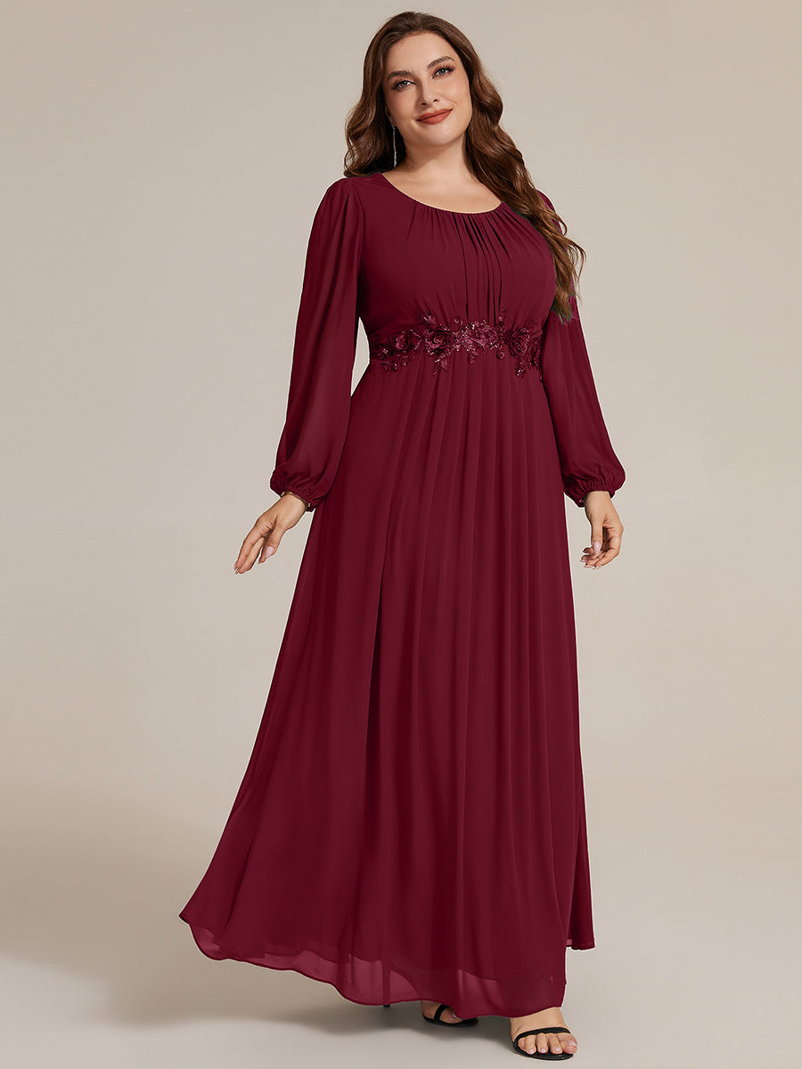 Robe maxi A ligne ¨¤ manches longues en sequins col rond #Couleur_Bordeaux