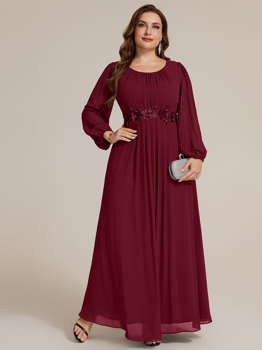 Robe maxi A ligne ¨¤ manches longues en sequins col rond #Couleur_Bordeaux