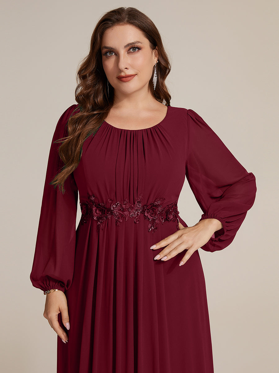 Robe maxi A ligne ¨¤ manches longues en sequins col rond #Couleur_Bordeaux
