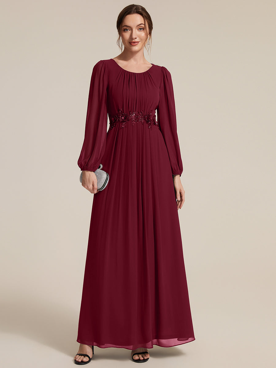 Robe maxi A ligne ¨¤ manches longues en sequins col rond #Couleur_Bordeaux