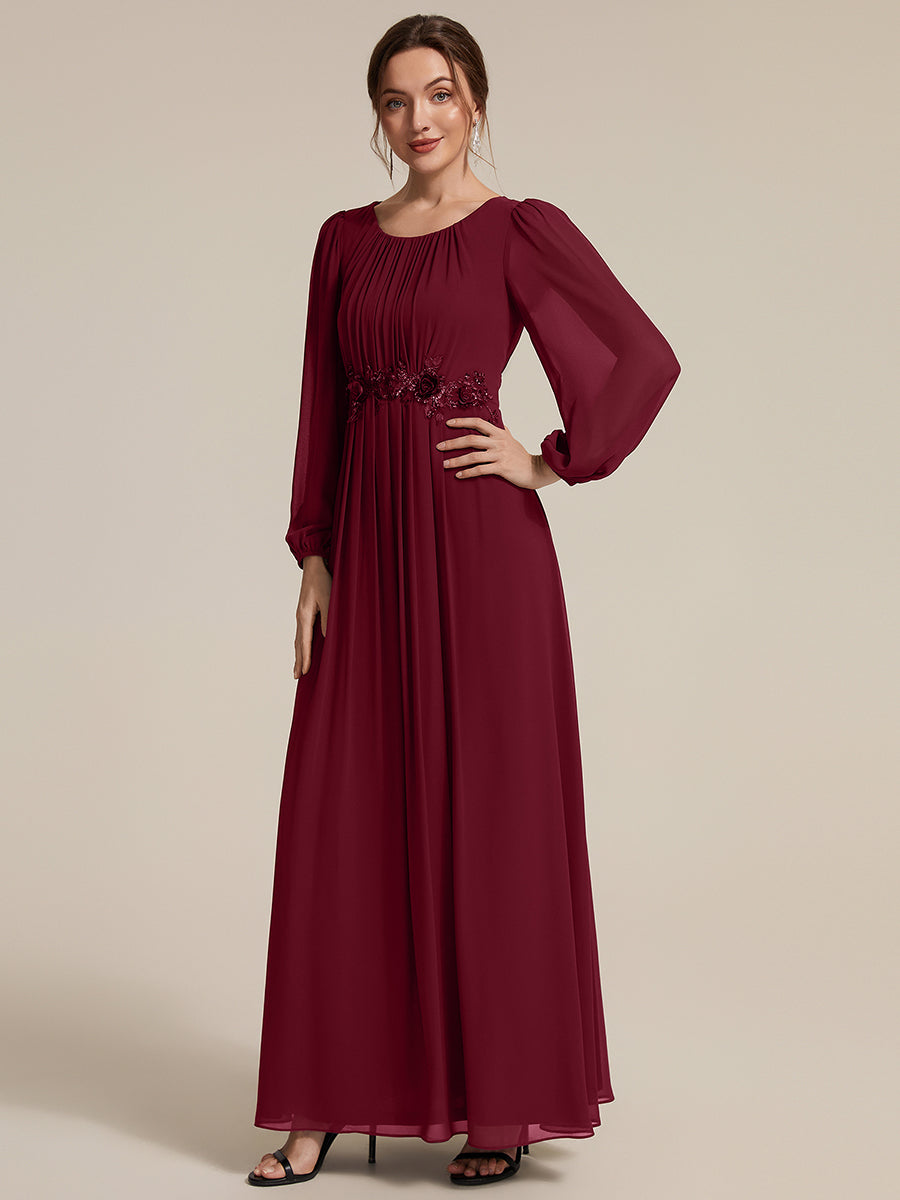 Robe maxi A ligne ¨¤ manches longues en sequins col rond #Couleur_Bordeaux
