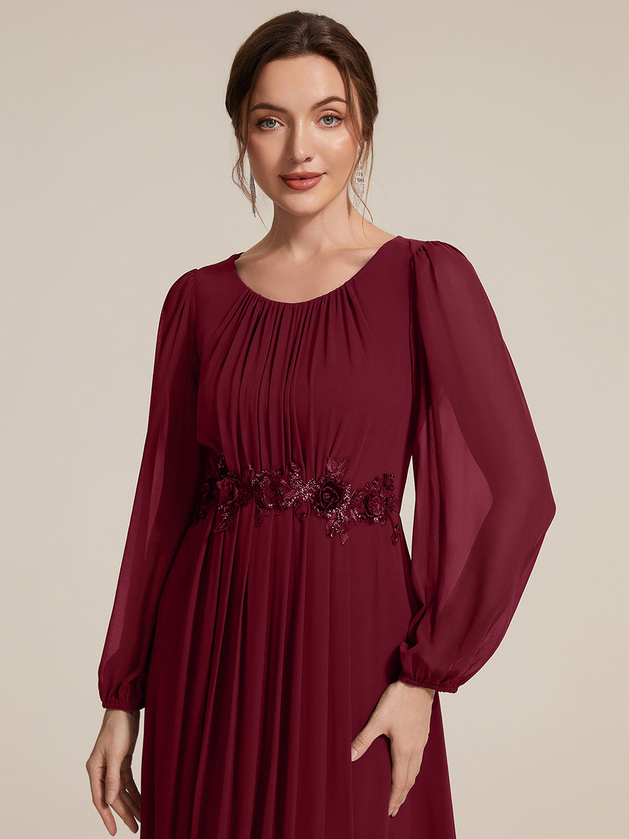 Robe maxi A ligne ¨¤ manches longues en sequins col rond #Couleur_Bordeaux