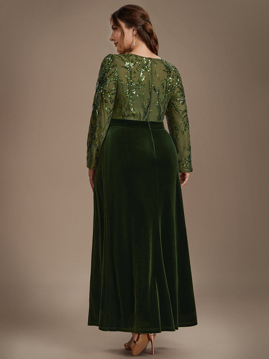 Velours Fourreau Manches ajustées Fermeture zippée au dos Sans coques, avec doublure. Robe #Couleur_Vert Olive
