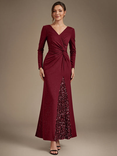 Robe longue en jersey à paillettes avec détail noué