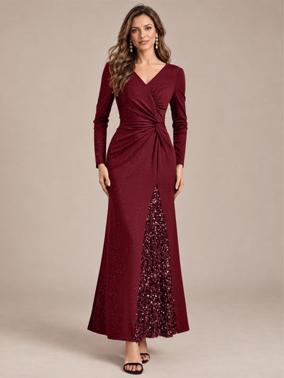 Robe longue en jersey à paillettes avec détail noué