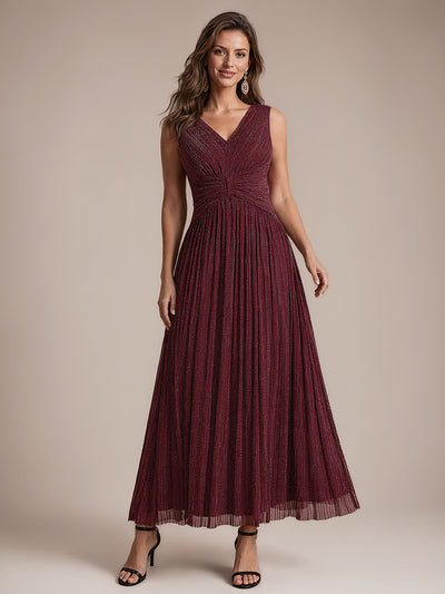 Robe de soirée longue en tulle irisé à col V