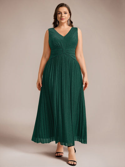 Robe de soirée longue en tulle irisé à col V