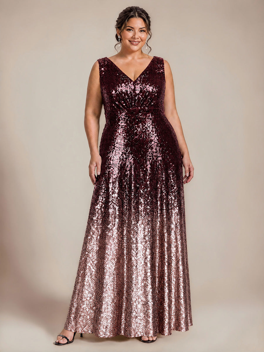 À sequins, col V, sans manches Robe de Soirée #Couleur_Violet foncé et lavande