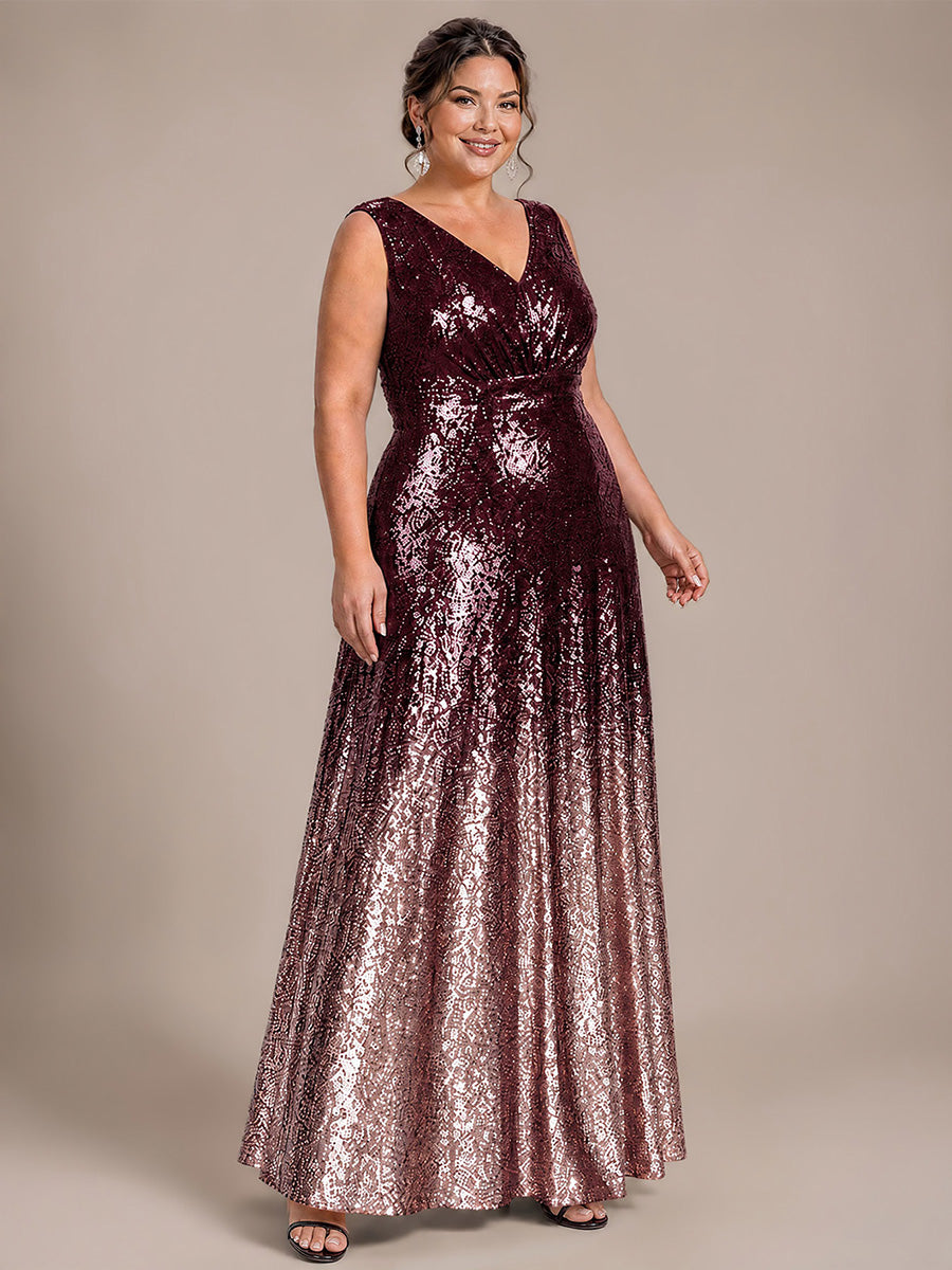 À sequins, col V, sans manches Robe de Soirée #Couleur_Violet foncé et lavande