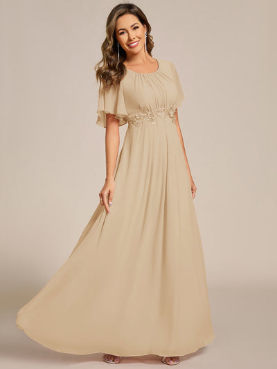 ever ASPYN|Robe de soirée trapèze à manches courtes et appliques plissées