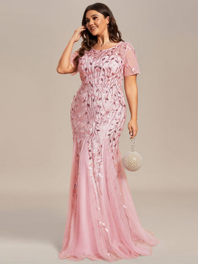 Robe Sirène Grande Taille en Tulle à Imprimé Floral et Paillettes