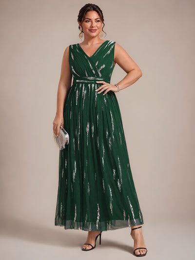 Robe de soirée grande taille en tulle, drapé 3D et sequins