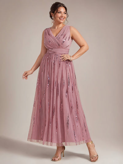 Robe de soirée grande taille en tulle, drapé 3D et sequins
