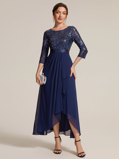 Robe trapèze à volants en mousseline avec sequins