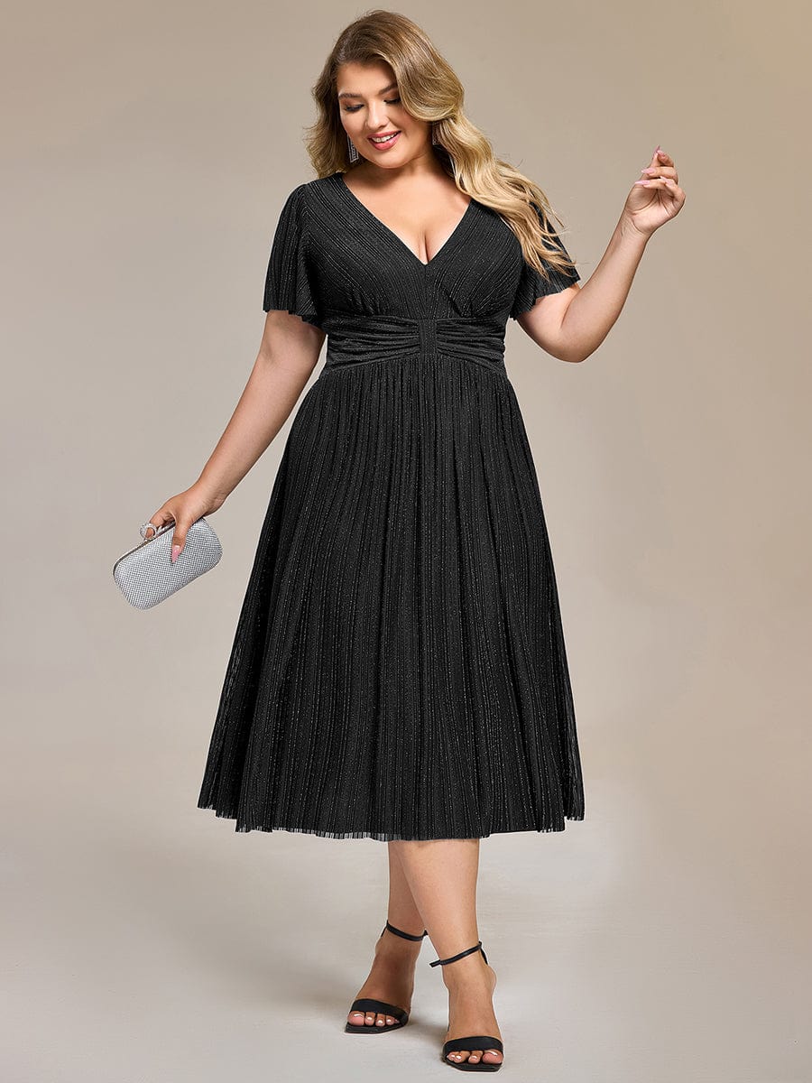 Robe de soirée mi-longue pailletée #Couleur_Noir