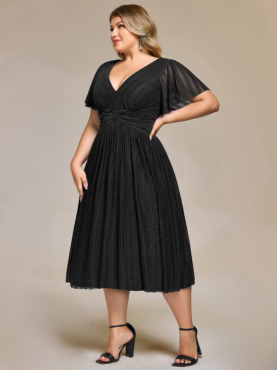 Robe de soirée mi-longue pailletée #Couleur_Noir