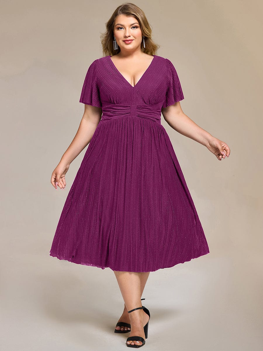 Robe de soirée mi-longue pailletée #Couleur_Glycine violette