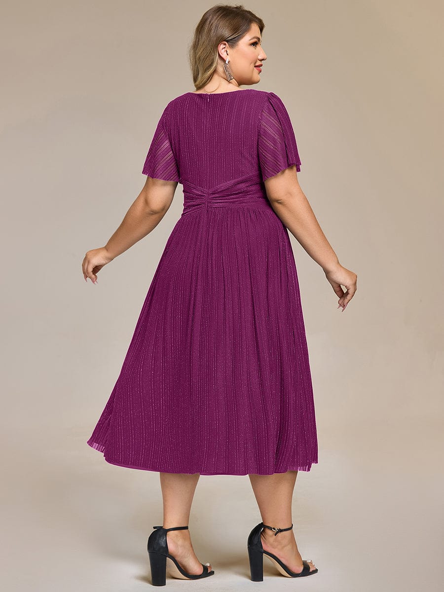 Robe de soirée mi-longue pailletée #Couleur_Glycine violette