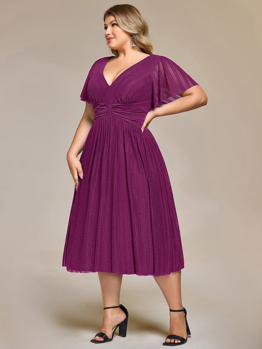Robe de soirée mi-longue pailletée #Couleur_Glycine violette