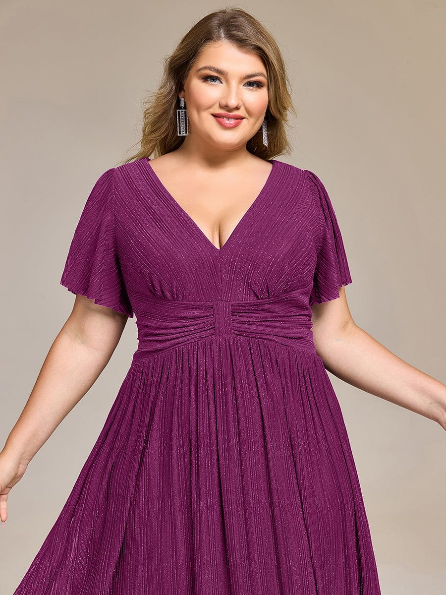 Robe de soirée mi-longue pailletée #Couleur_Glycine violette