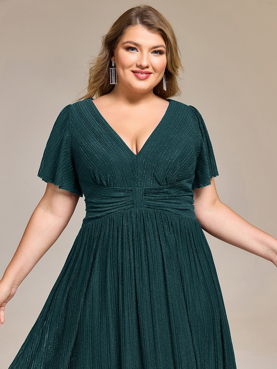 Robe de soirée mi-longue pailletée #Couleur_Bleu Sarcelle