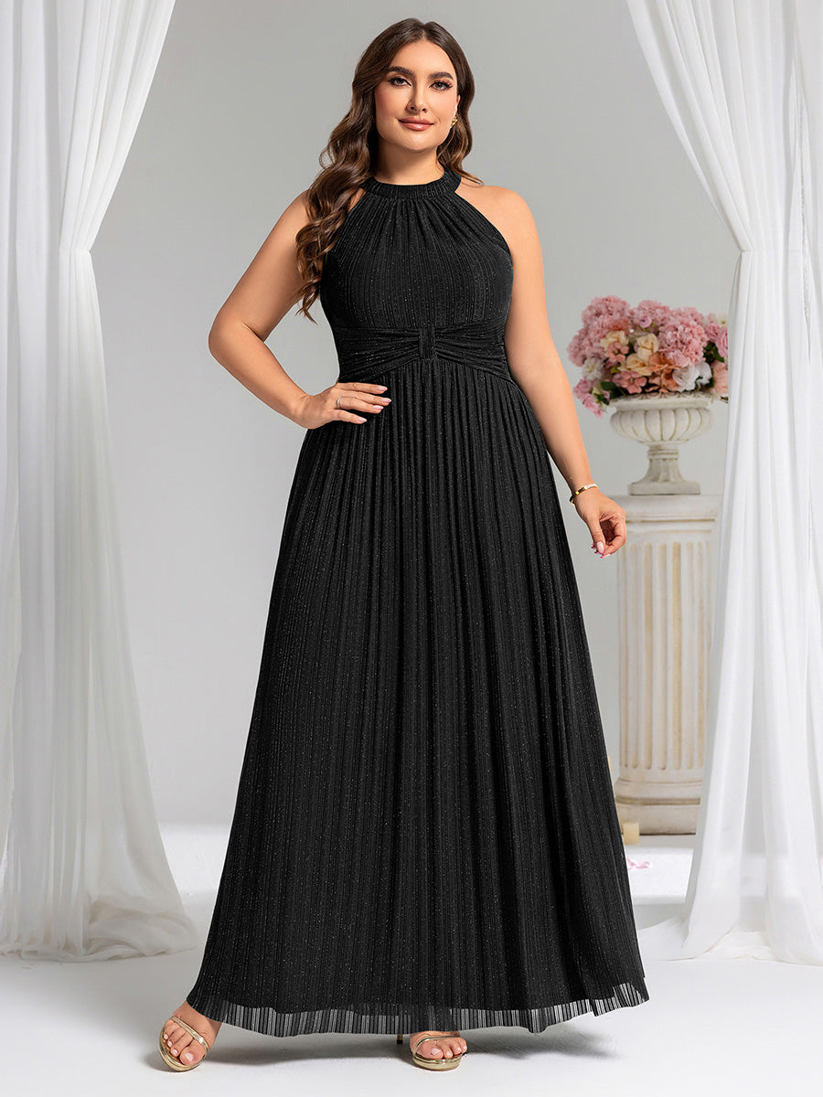 Robe de soirée formelle scintillante à col licou avec silhouette trapèze #Couleur_Noir