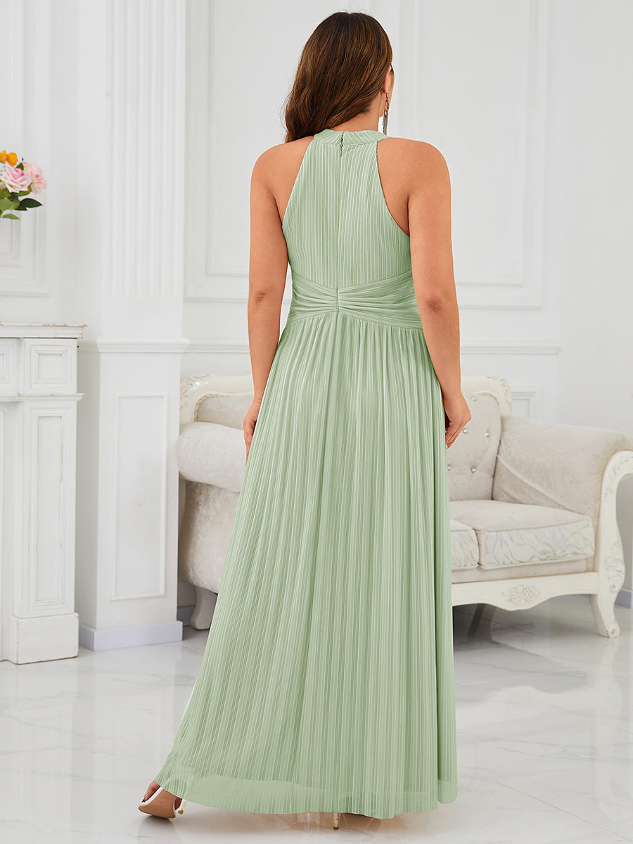Robe de soirée formelle scintillante à col licou avec silhouette trapèze #Couleur_Menthe Verte