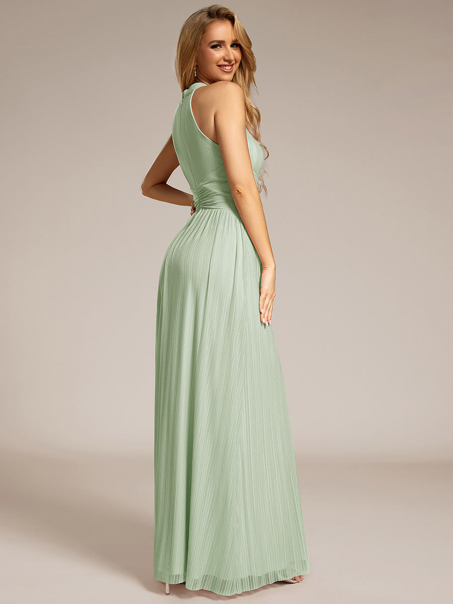 Robe de soirée formelle scintillante à col licou avec silhouette trapèze #Couleur_Menthe Verte