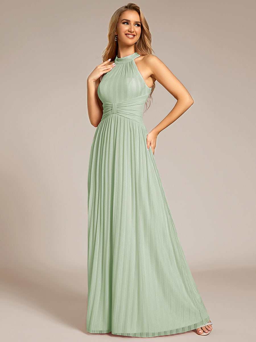 Robe de soirée formelle scintillante à col licou avec silhouette trapèze #Couleur_Menthe Verte