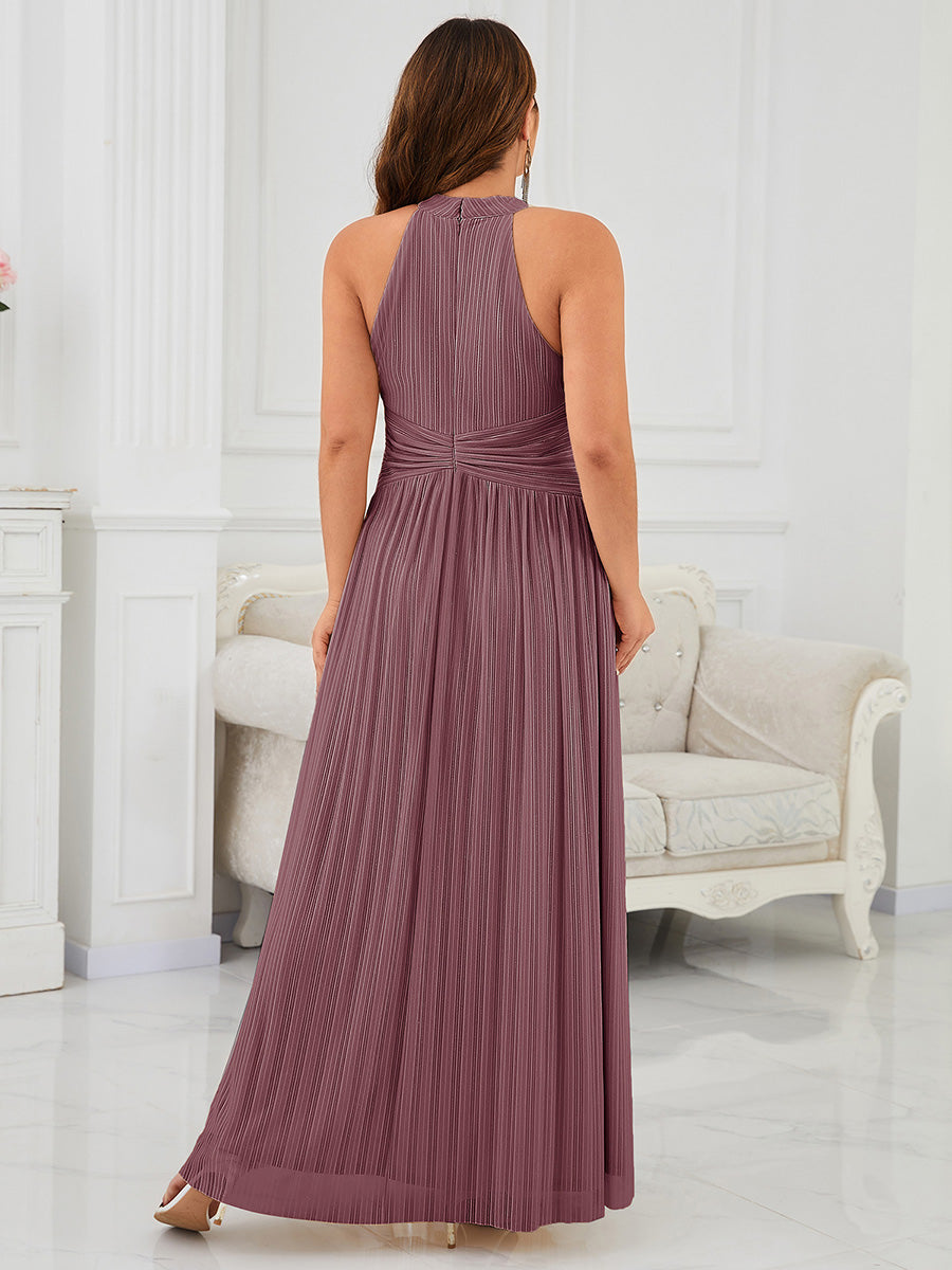 Robe de soirée formelle scintillante à col licou avec silhouette trapèze #Couleur_Orchidee