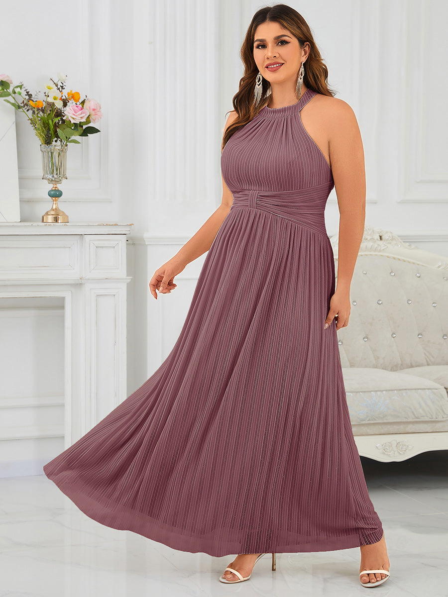 Robe de soirée formelle scintillante à col licou avec silhouette trapèze #Couleur_Orchidee