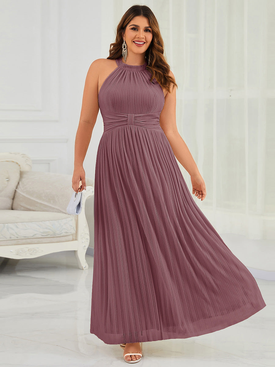 Robe de soirée formelle scintillante à col licou avec silhouette trapèze #Couleur_Orchidee