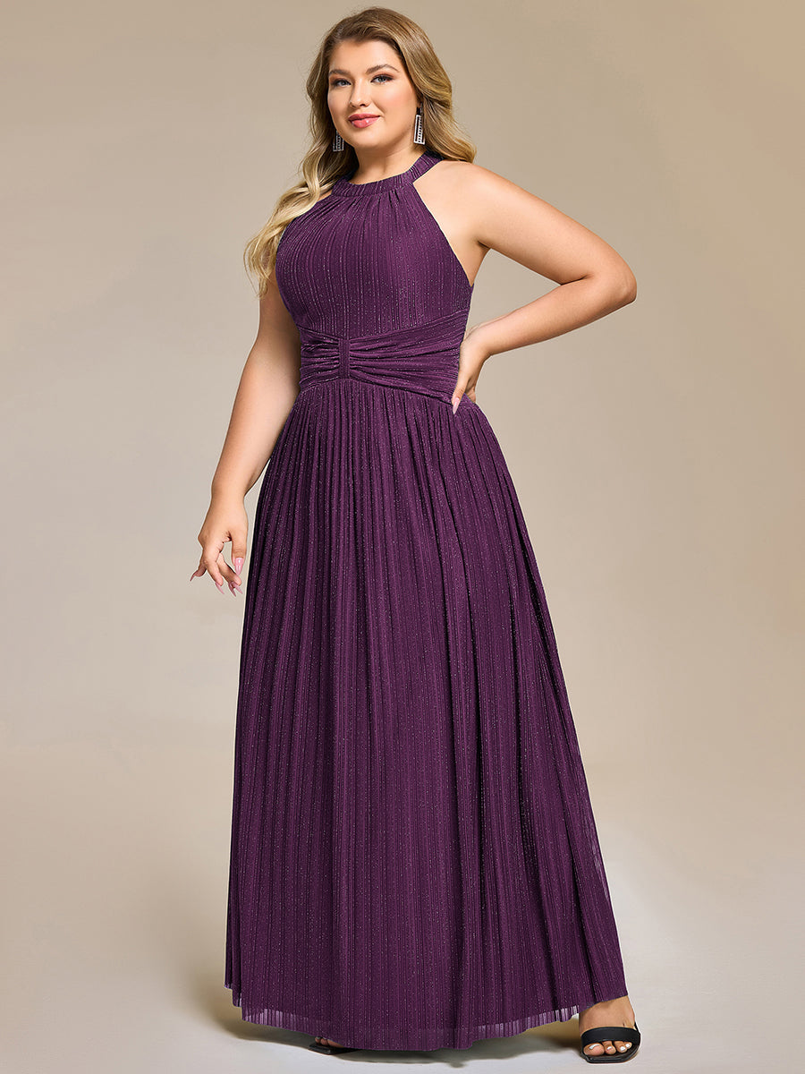 Robe de soirée formelle scintillante à col licou avec silhouette trapèze #Couleur_Glycine violette