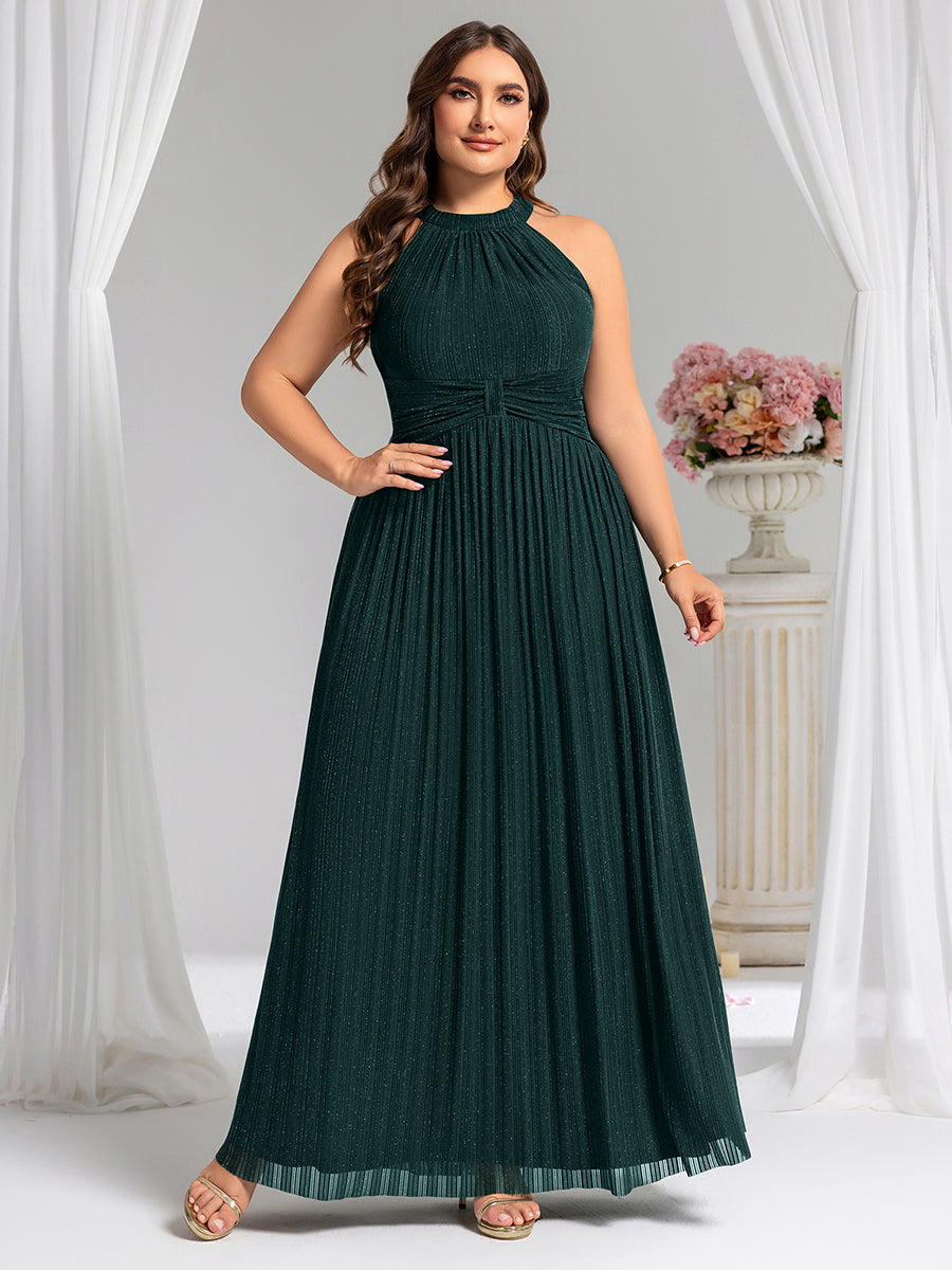 Robe de soirée formelle scintillante à col licou avec silhouette trapèze #Couleur_Bleu Sarcelle