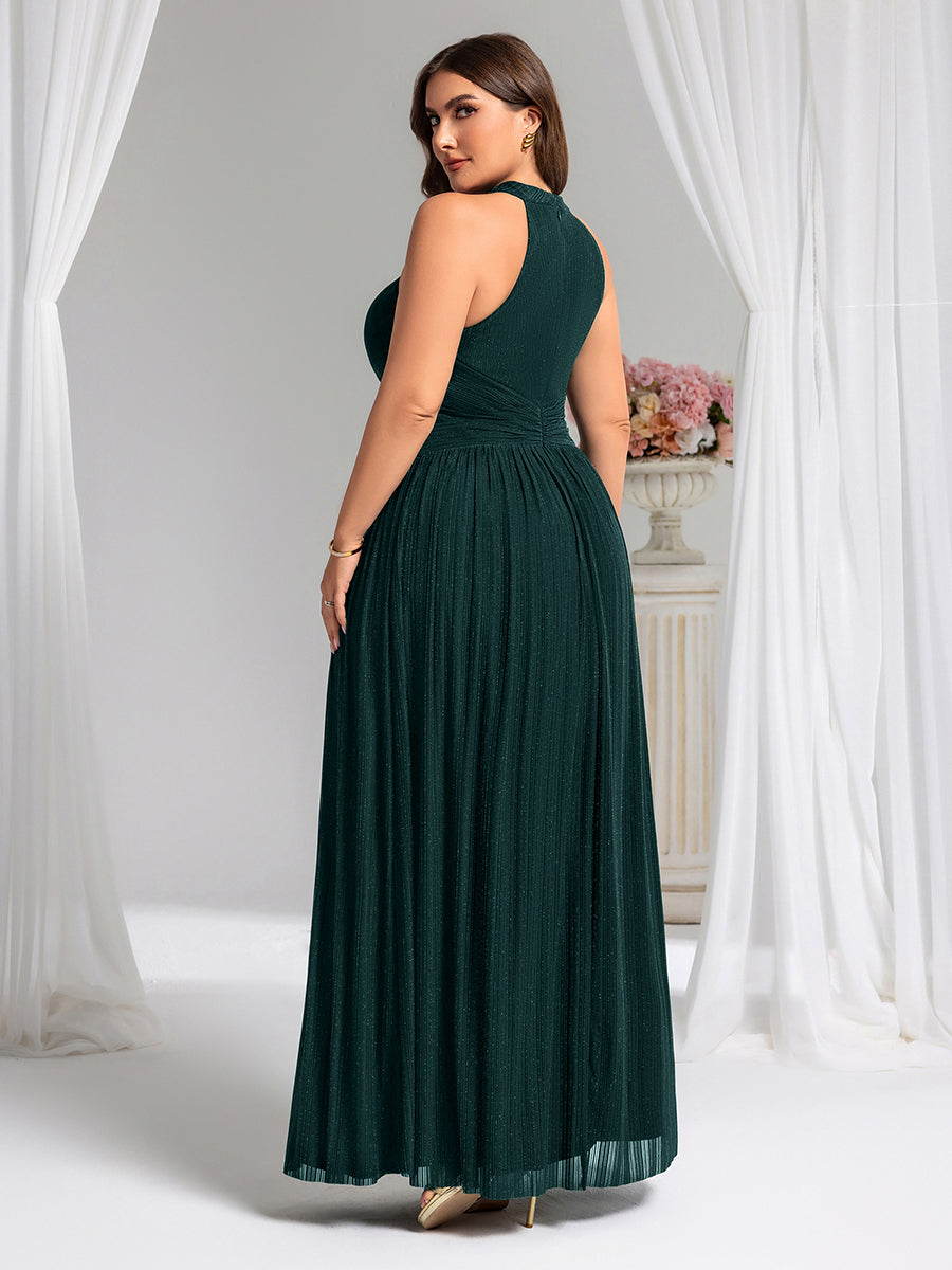 Robe de soirée formelle scintillante à col licou avec silhouette trapèze #Couleur_Bleu Sarcelle