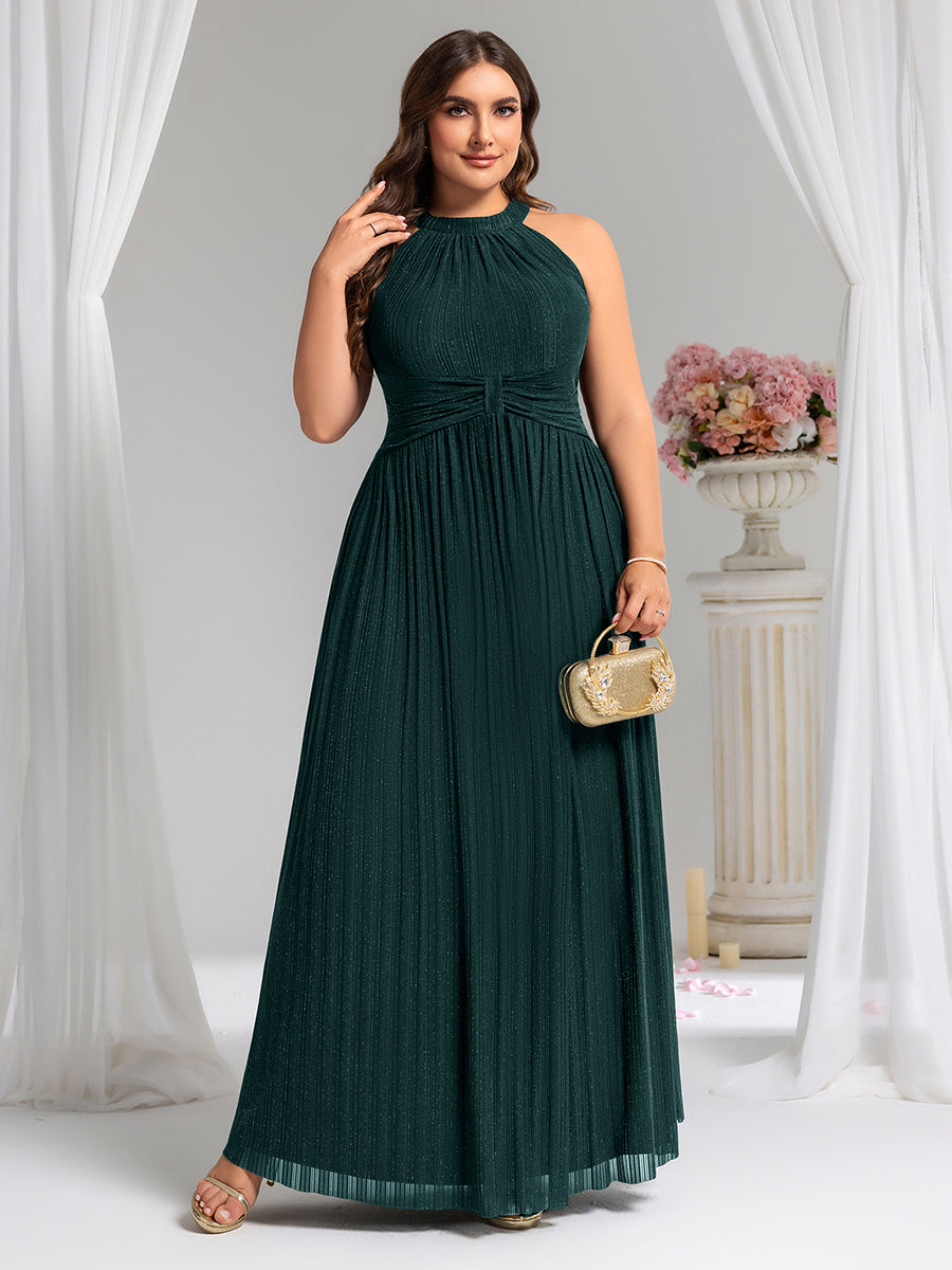 Robe de soirée formelle scintillante à col licou avec silhouette trapèze #Couleur_Bleu Sarcelle