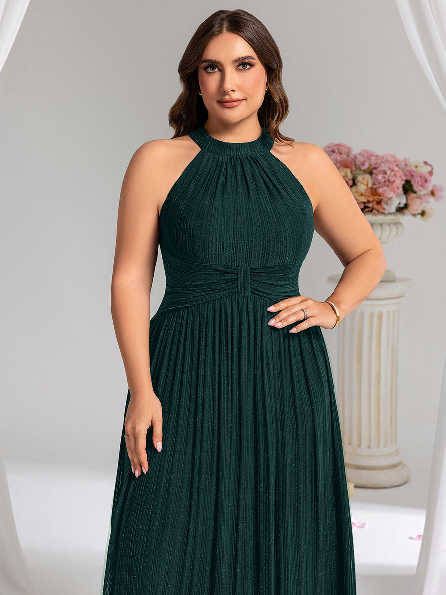 Robe de soirée formelle scintillante à col licou avec silhouette trapèze #Couleur_Bleu Sarcelle