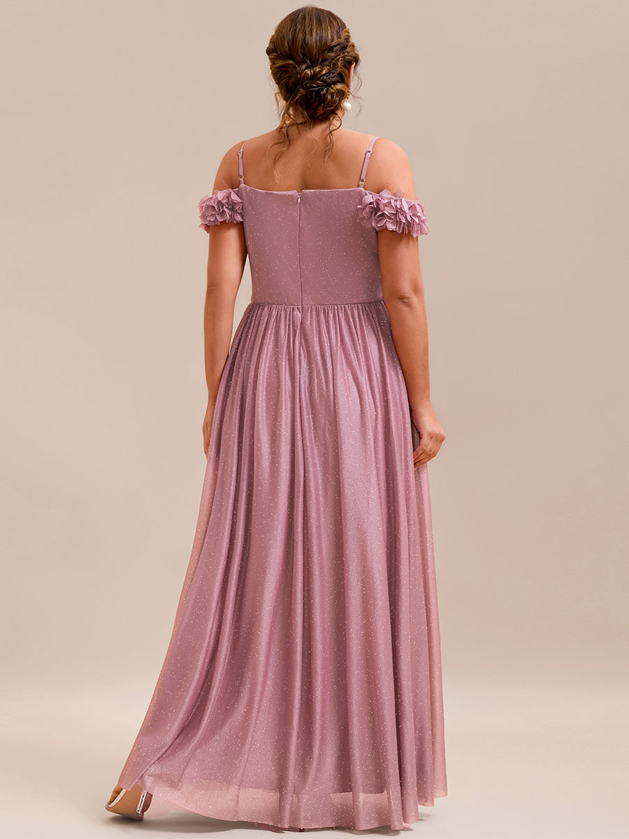 Robe D'invité De Mariage En Mousseline De Soie Mi-Longue Plissée à Manches à Volants Et Col En V #Couleur_Orchidee